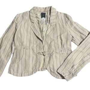 Vintage Women's Diesel Flight Bright Cream Stripe Short Blazer Jacket‎ Sz Small